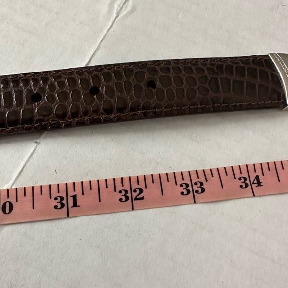 Italian Croc Leather Belt Dark Brown Silver EuroMetal Etched Hardware S… main image 14